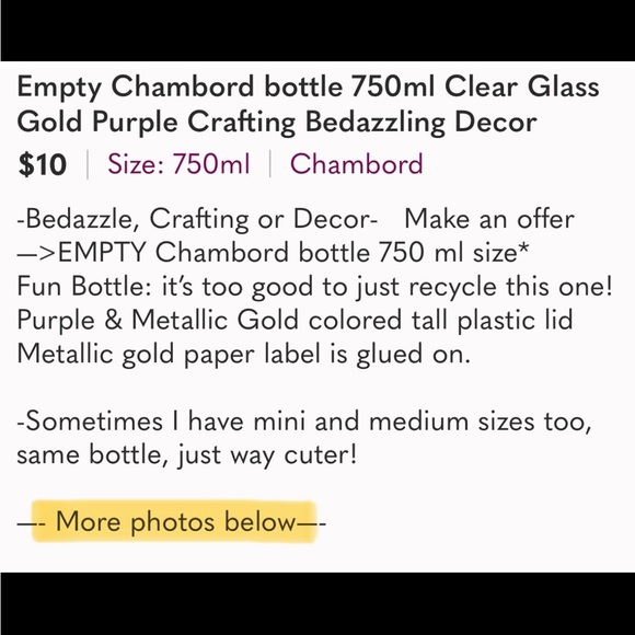 750ml size Bar Decor Crafting Blingy Glass Globe Chambord Bottle Purple Bedazzle - Picture 5 of 10